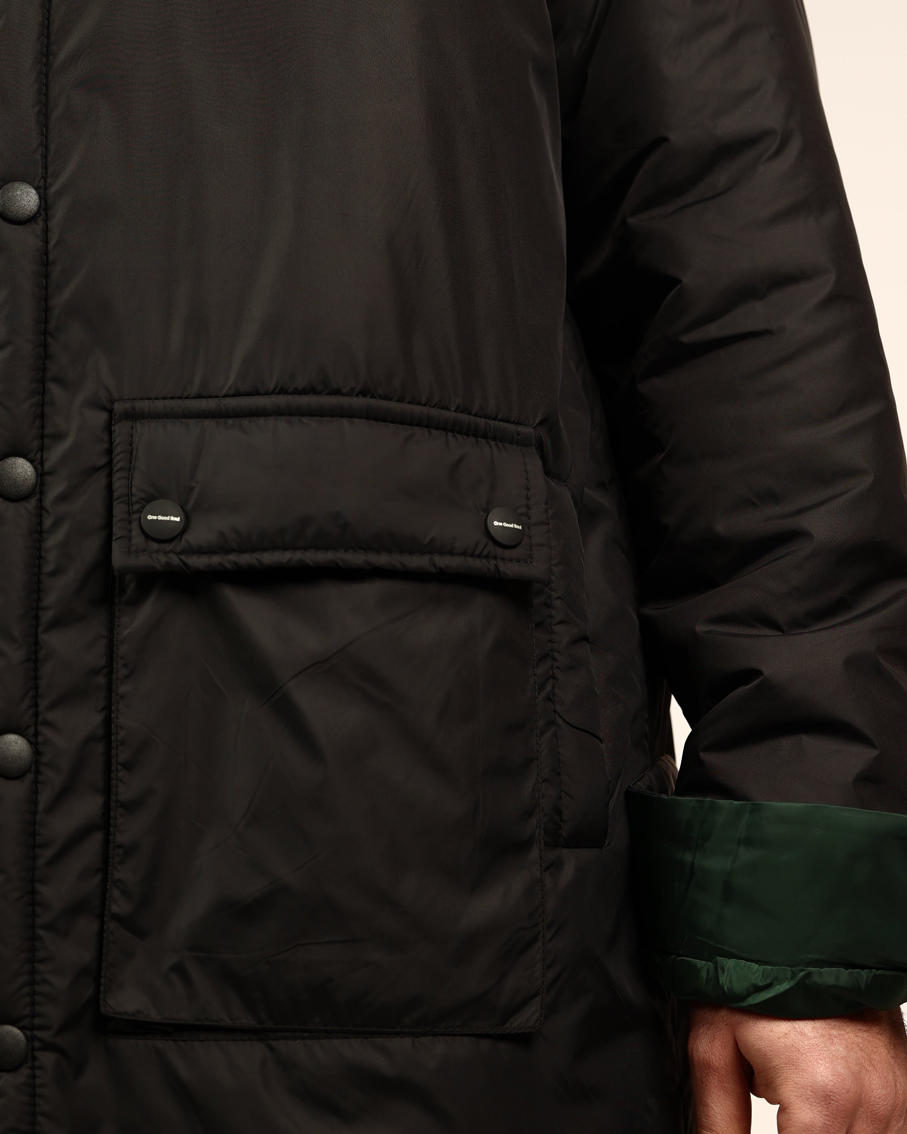 Black Waterproof Coat With Pockets