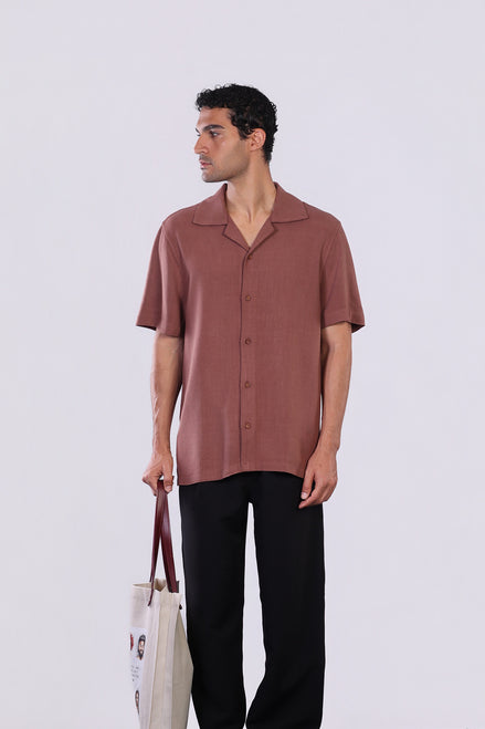 Linen Shirt in Burnt Orange