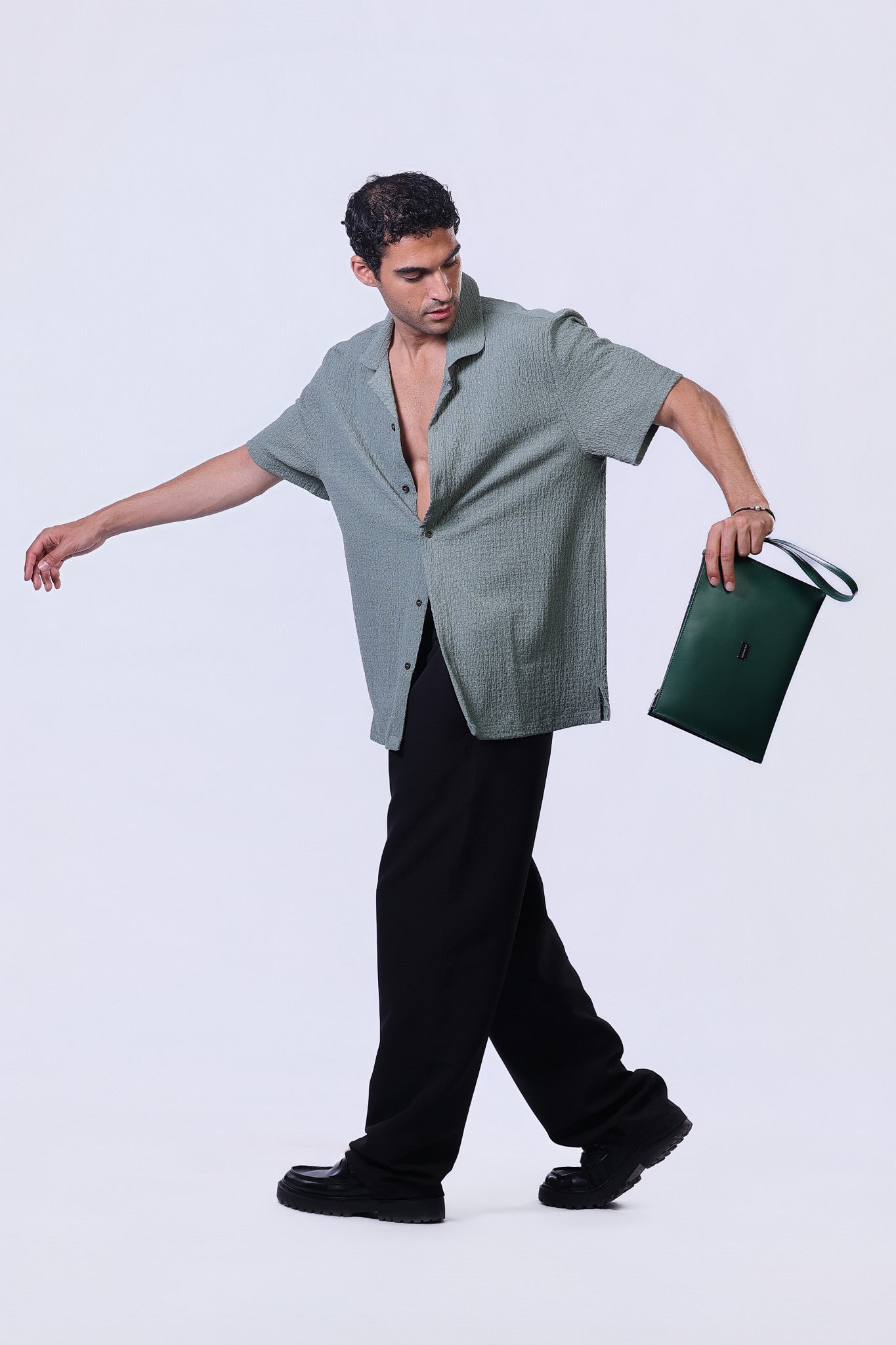 Crinkle Shirt in Mint