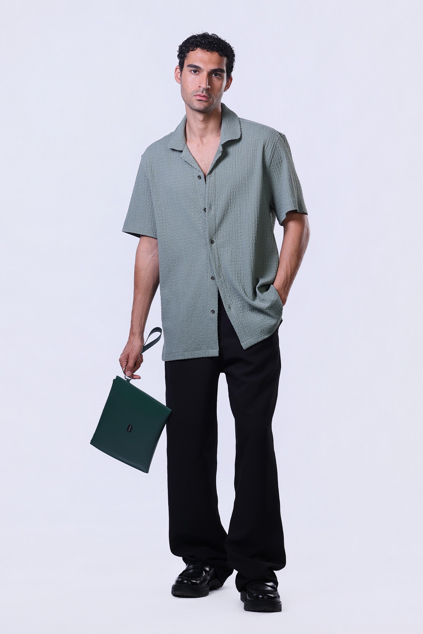 Crinkle Shirt in Mint