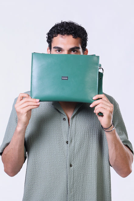 Leather Clutch in Green