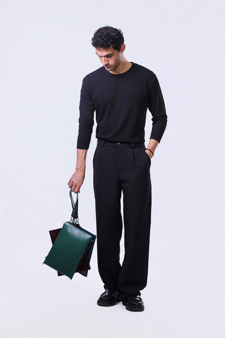 Soul Ribbed Basic in Black - 3/4 Sleeves