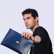 Leather Clutch in Blue