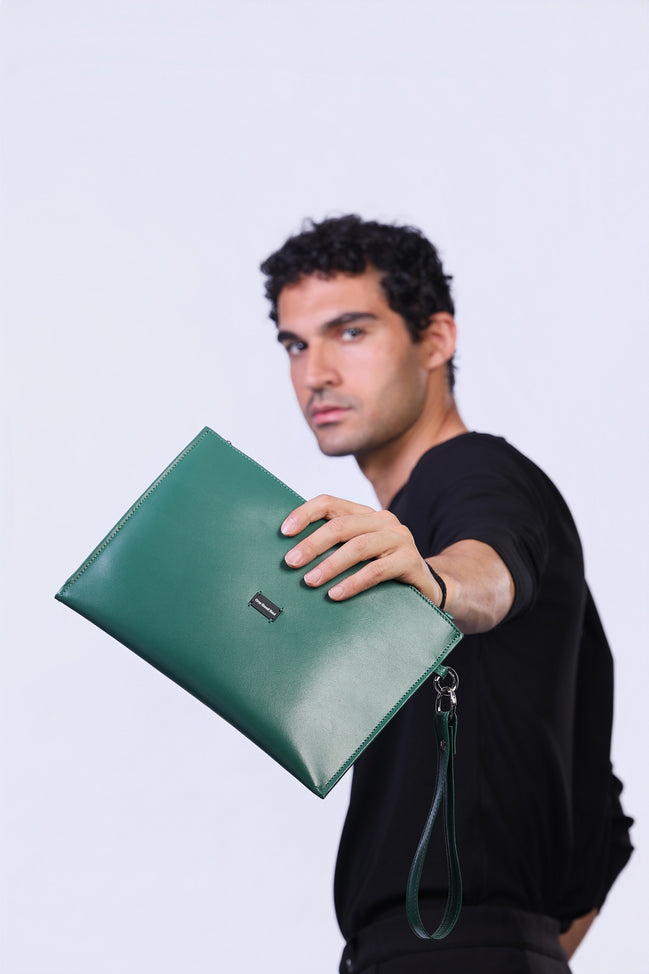 Leather Clutch in Green