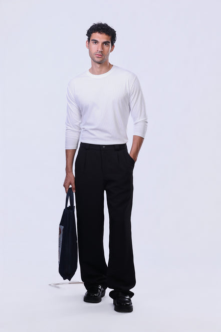 Soul Ribbed Basic in White - 3/4 Sleeves