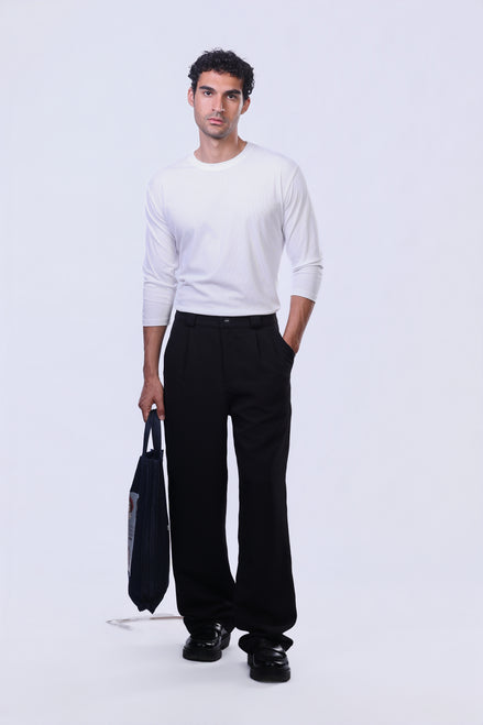 Soul Ribbed Basic in White - 3/4 Sleeves