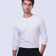 Soul Ribbed Basic in White - 3/4 Sleeves