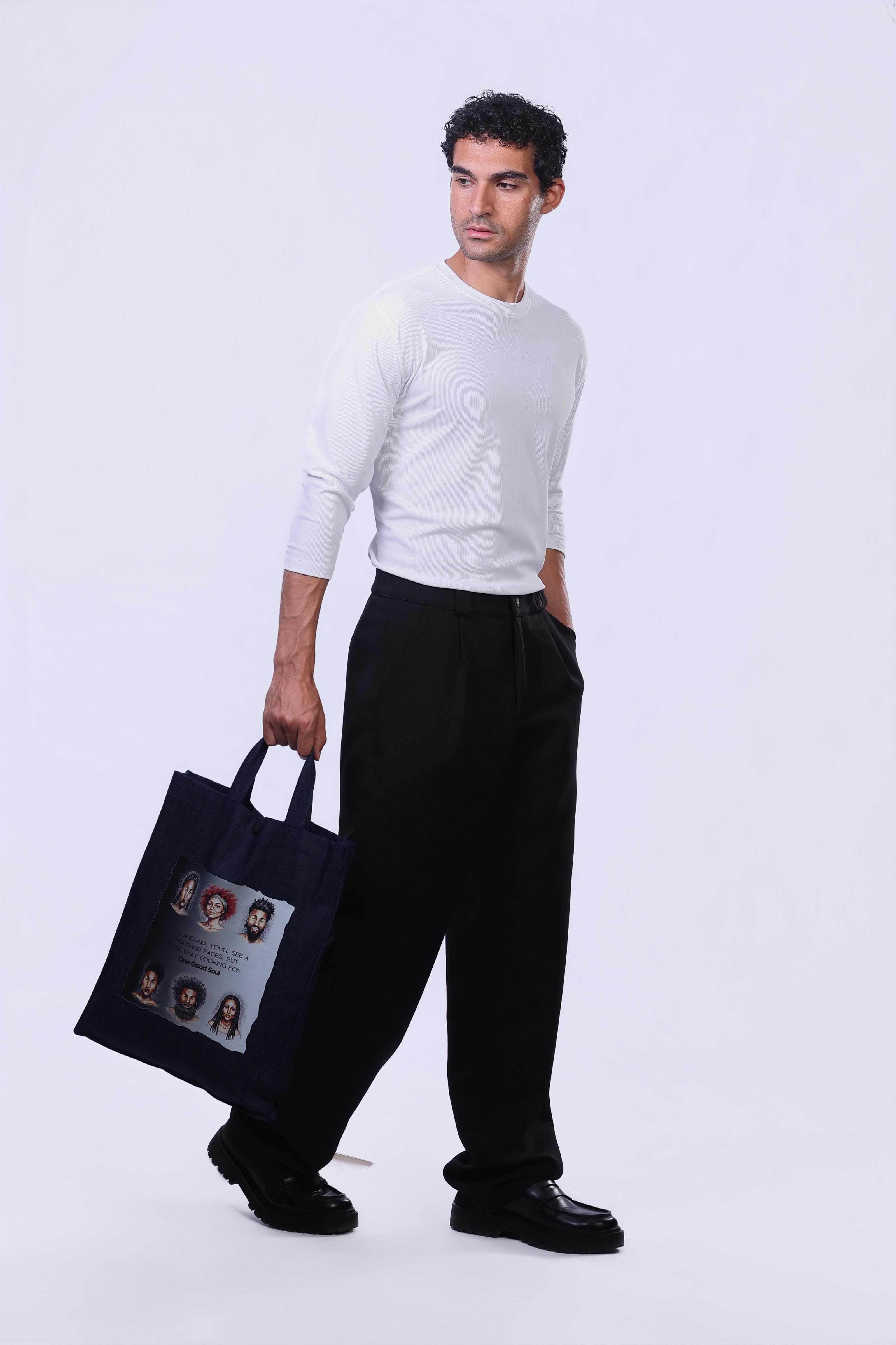 Soul Ribbed Basic in White - 3/4 Sleeves