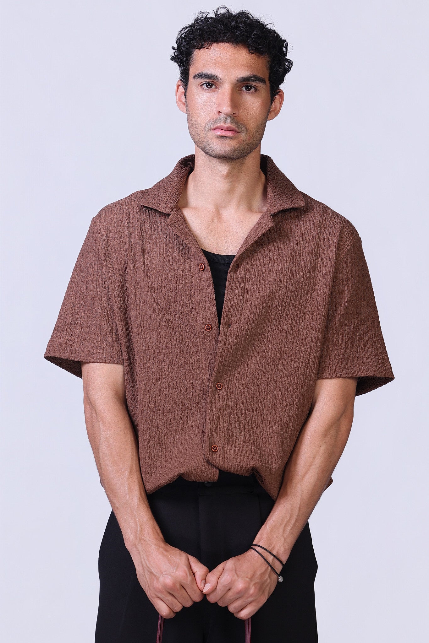 Crinkle Shirt in Brown