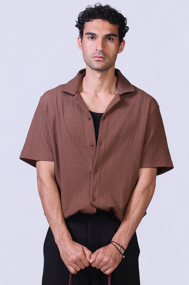 Crinkle Shirt in Brown