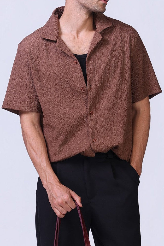 Crinkle Shirt in Brown