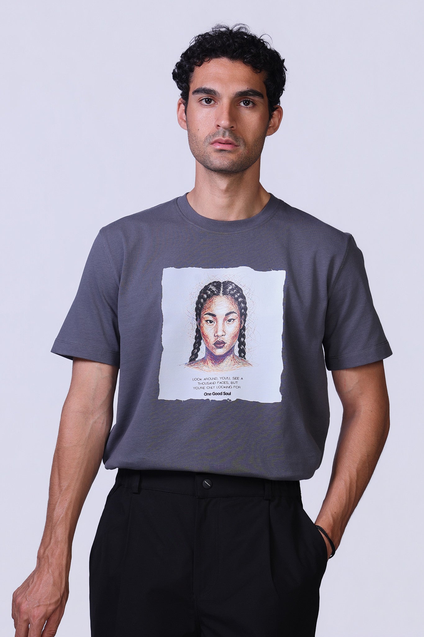 Soul Graphic Tee in Grey