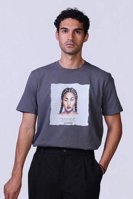 Soul Graphic Tee in Grey