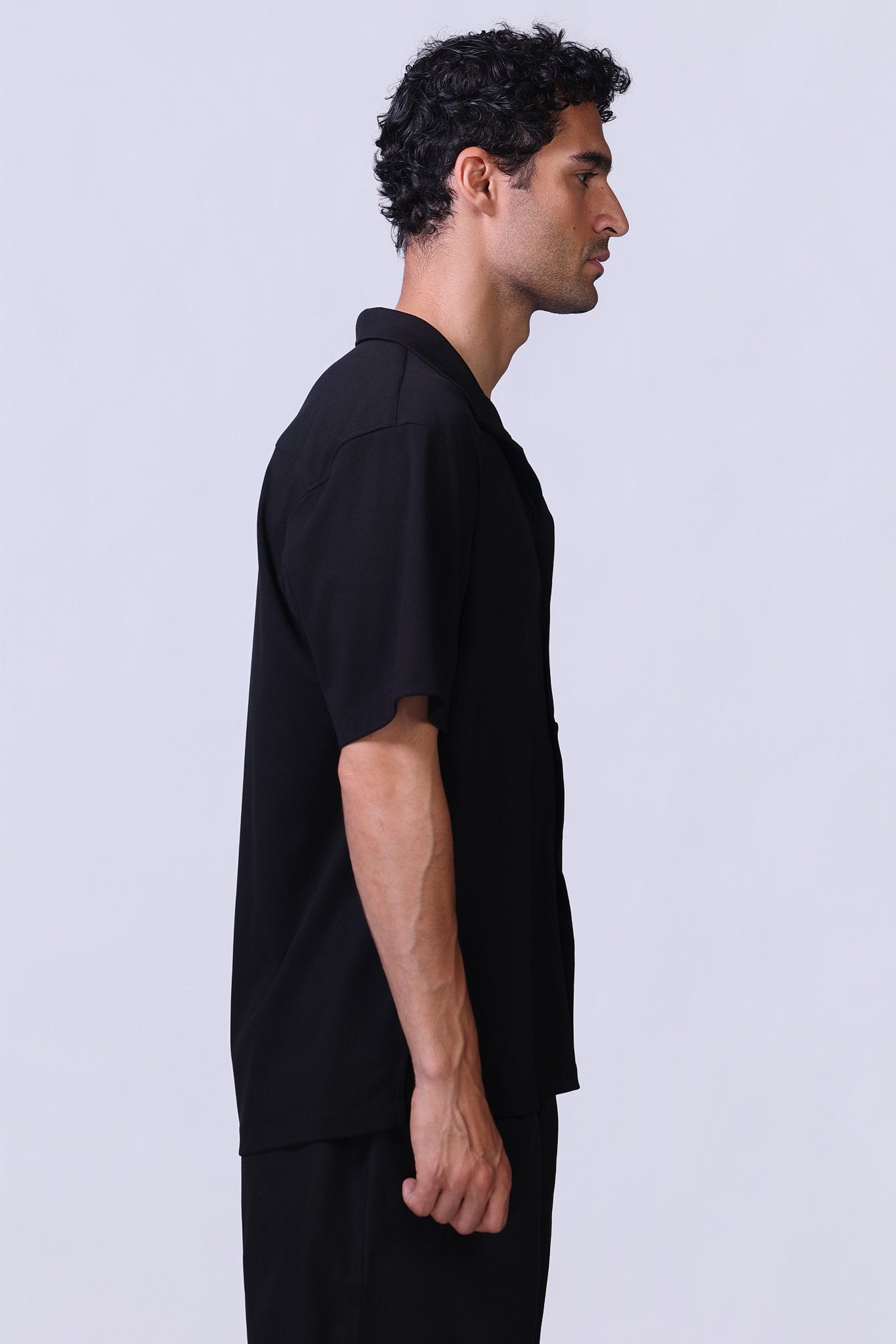 Ribbed Shirt in Black