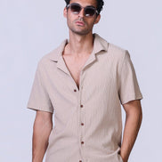 Crinkle Shirt in Beige