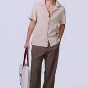 Crinkle Shirt in Beige