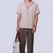Crinkle Shirt in Beige