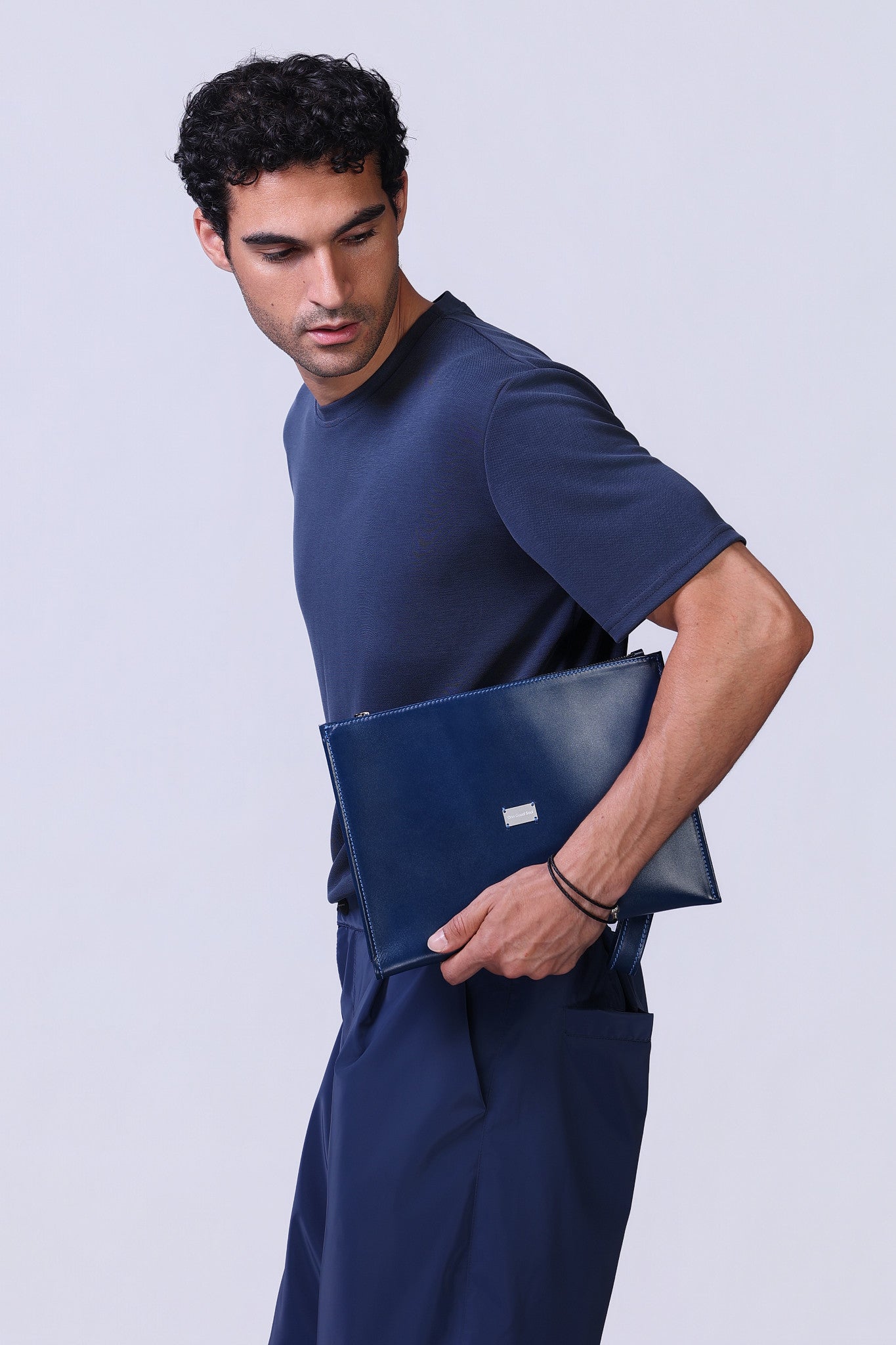 Leather Clutch in Blue