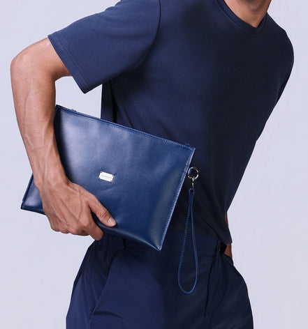 Leather Clutch in Blue