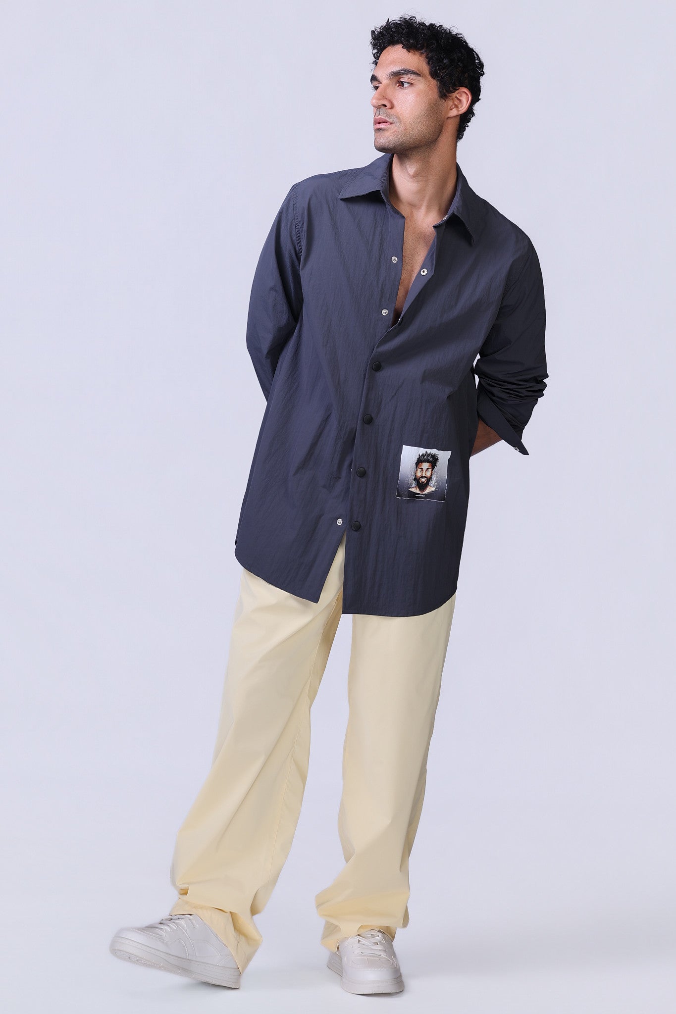 Soul Graphic Waterproof Shirt in Navy