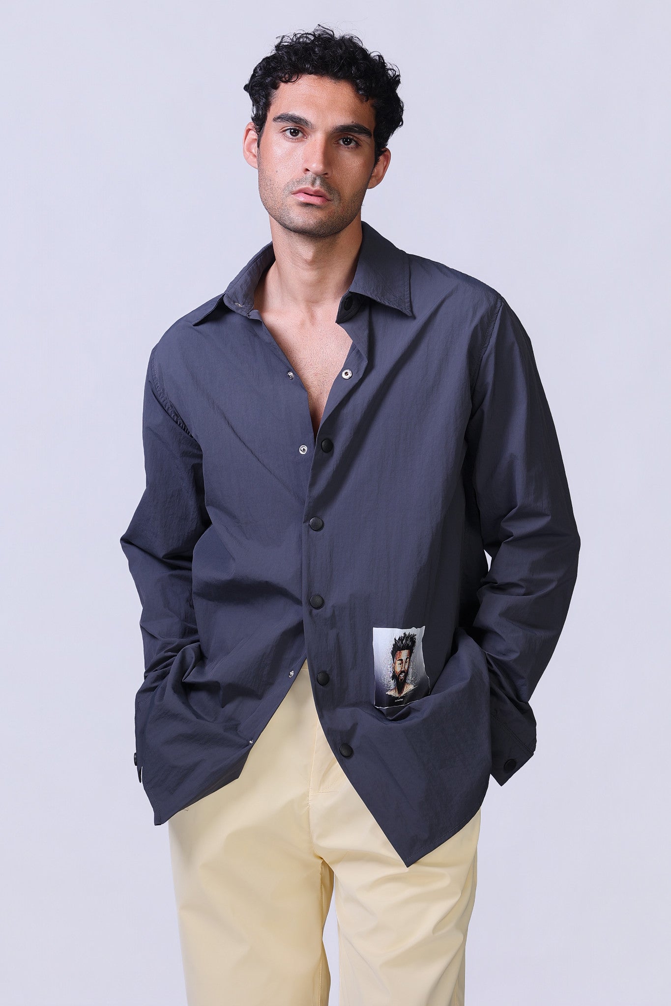 Soul Graphic Waterproof Shirt in Navy