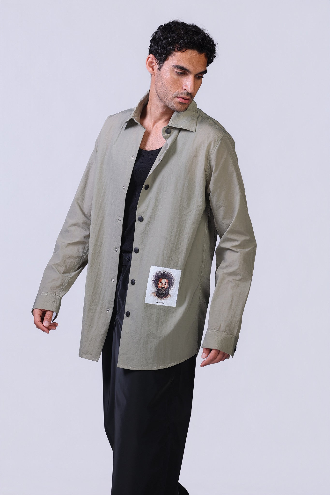 Soul Graphic Waterproof Overshirt in Olive