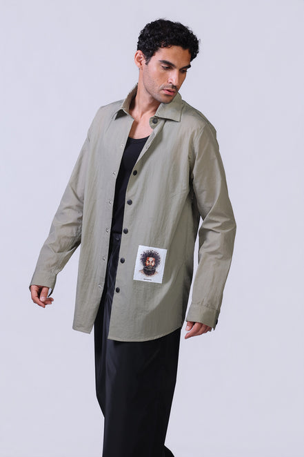 Soul Graphic Waterproof Overshirt in Olive