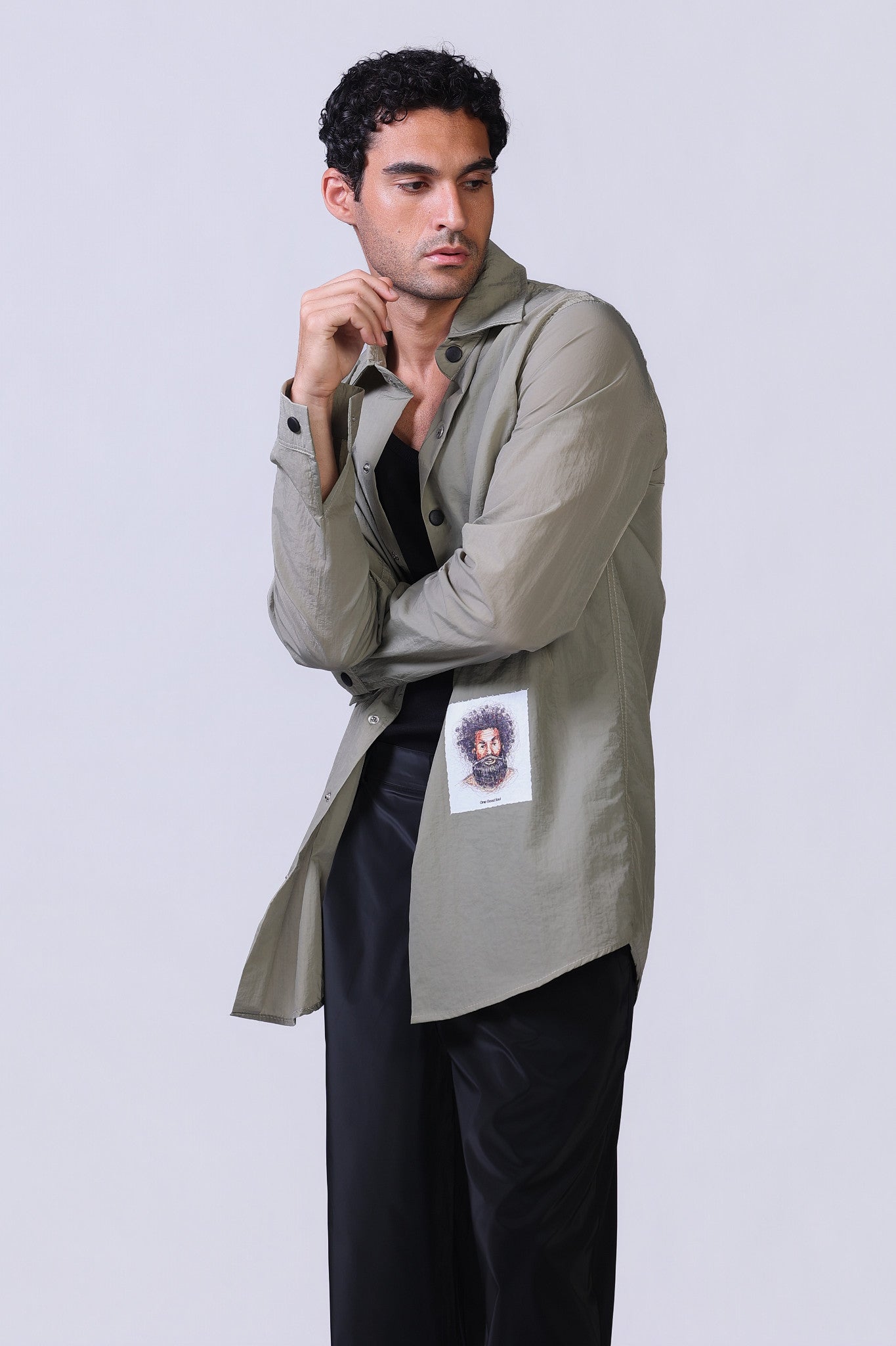 Soul Graphic Waterproof Overshirt in Olive