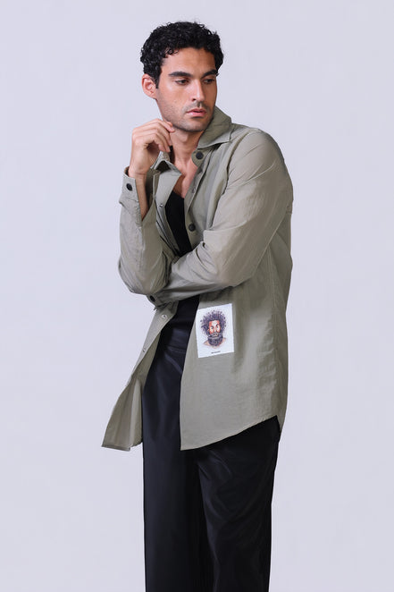Soul Graphic Waterproof Overshirt in Olive