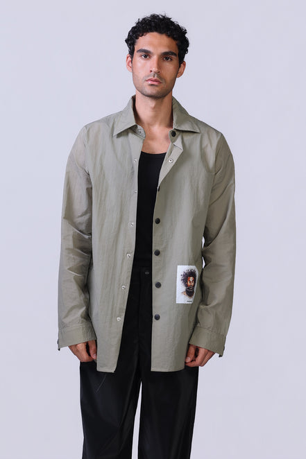 Soul Graphic Waterproof Overshirt in Olive