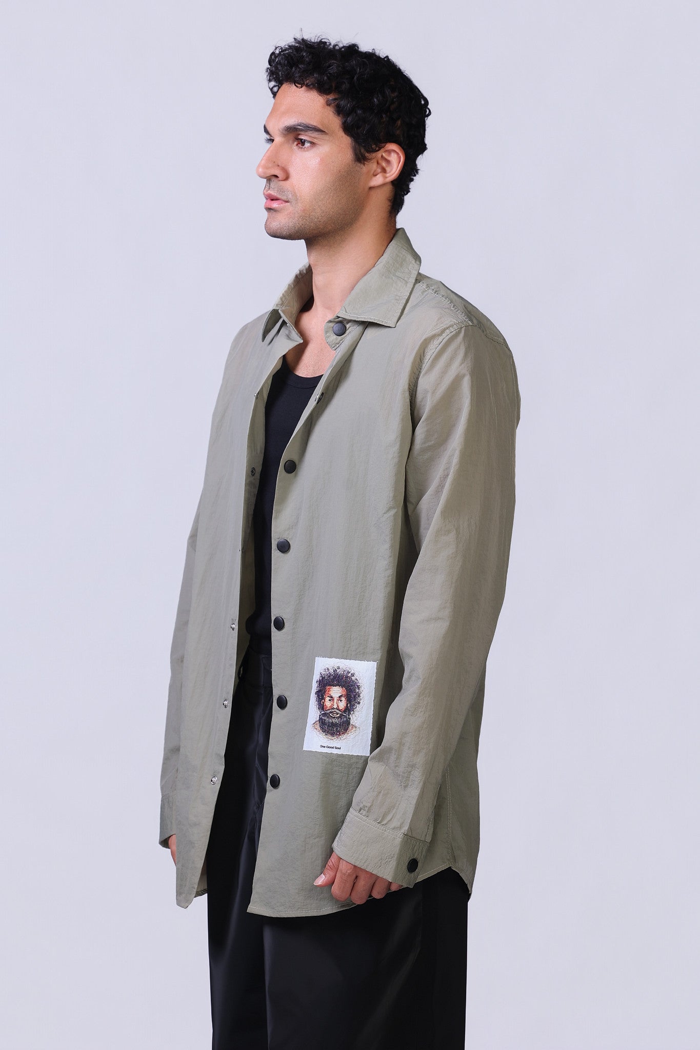 Soul Graphic Waterproof Overshirt in Olive
