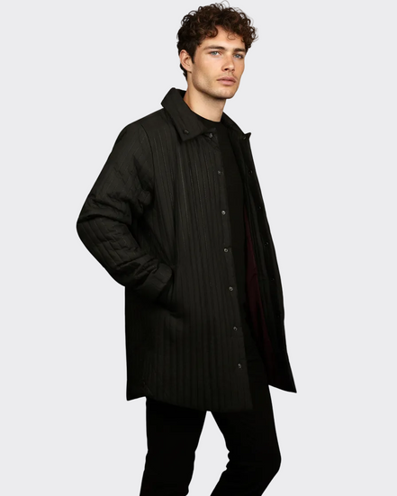 Black Stripped Waterproof Long Jacket