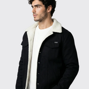 Black Denim Teddy-Lined Jacket