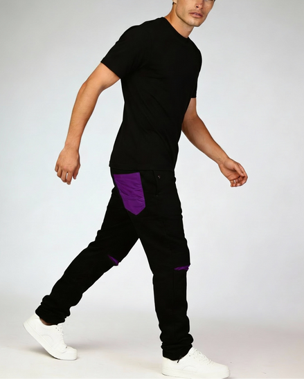 Black Joggers x Purple linen