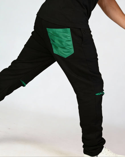 Black Joggers x Green linen