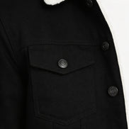 Black Denim Teddy-Lined Jacket