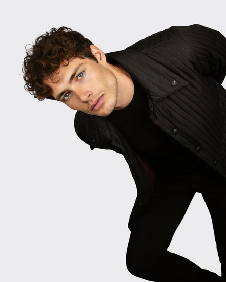 Black Stripped Waterproof Long Jacket