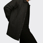 Black Stripped Waterproof Long Jacket