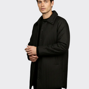 Black Stripped Waterproof Long Jacket