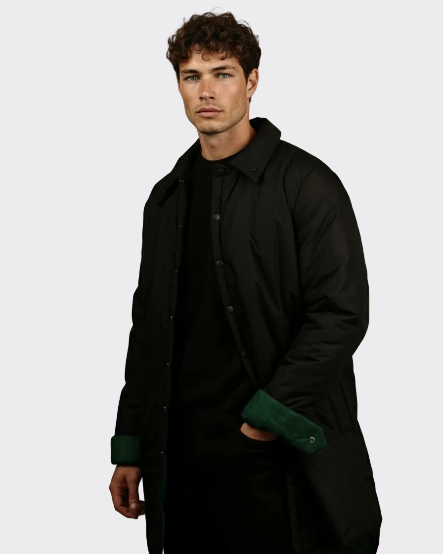 Black Waterproof Green Lining  Coat