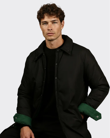 Black Waterproof Green Lining  Coat