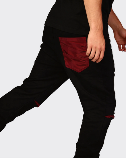 Black Joggers x Burgundy linen