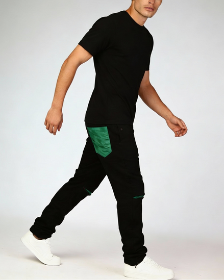 Black Joggers x Green linen