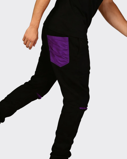 Black Joggers x Purple linen